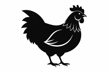 chicken silhouette line art vector illustration with a white background