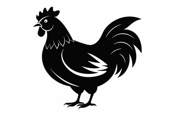 chicken silhouette line art vector illustration with a white background
