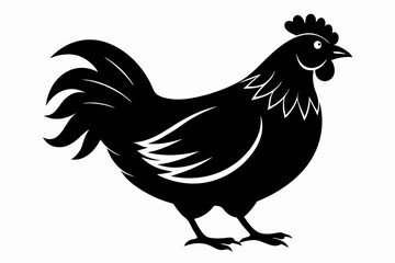 chicken silhouette line art vector illustration with a white background