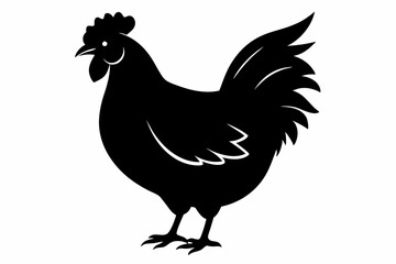 chicken silhouette line art vector illustration with a white background