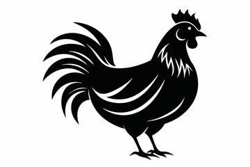 chicken silhouette line art vector illustration with a white background