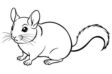 Fototapeta premium chinchilla silhouette line art vector illustration with a white background