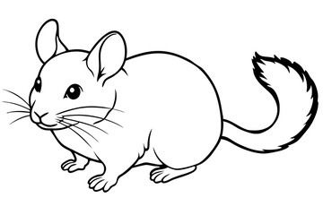 chinchilla silhouette line art vector illustration with a white background