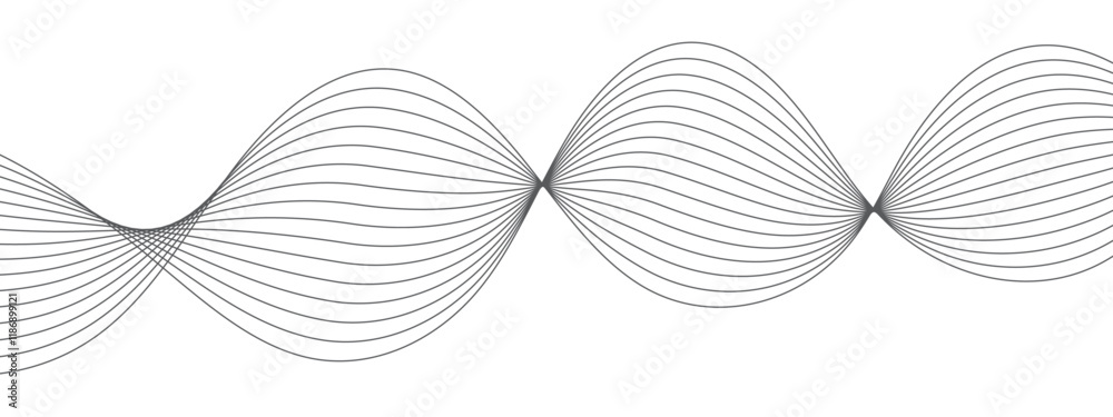 Aufkleber Elegant Abstract Waveform Design. Minimalist Linear Pattern with Flowing Curves. Curved line vector element stripes. Technology curved lines. Digital frequency track equalizer.