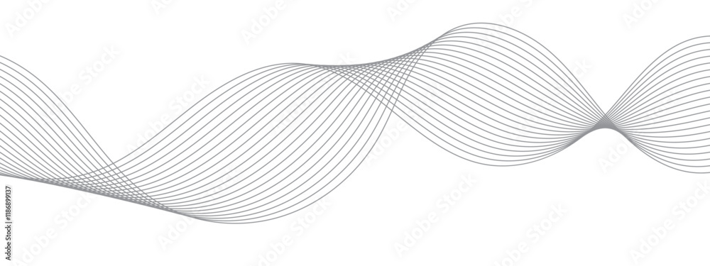 Aufkleber Elegant Abstract Waveform Design. Minimalist Linear Pattern with Flowing Curves. Curved line vector element stripes. Technology curved lines. Digital frequency track equalizer.