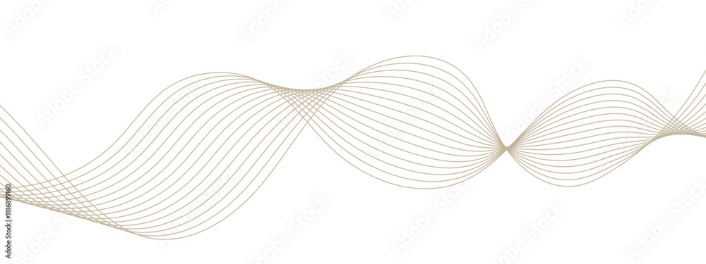 Poster Elegant Abstract Waveform Design. Minimalist Linear Pattern with Flowing Curves. Curved line vector element stripes. Technology curved lines. Digital frequency track equalizer.