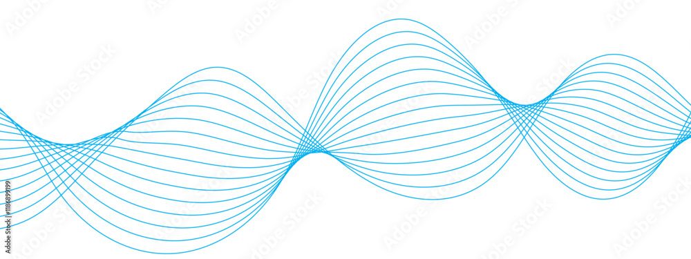 Aufkleber Elegant Abstract Waveform Design. Minimalist Linear Pattern with Flowing Curves. Curved line vector element stripes. Technology curved lines. Digital frequency track equalizer.