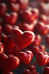 Red hearts create a vibrant display of love and affection during a festive celebration