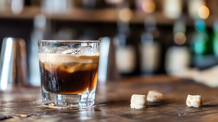 Artisan Iced Coffee in a Cozy Bar Setting for a Refreshing Experience : Generative AI