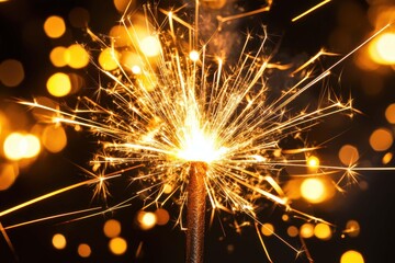 Sparkler illuminates the night with bright, shimmering lights during the celebration