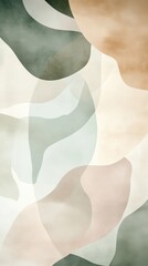 Abstract design featuring soft curved shapes in muted earthy tones with a harmonious blend of colors for a calming atmosphere