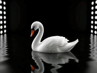 Happy cute swan 3d cartoon rendering illustration