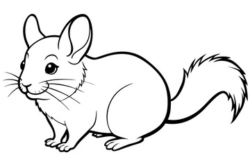 chinchilla silhouette line art vector illustration with a white background