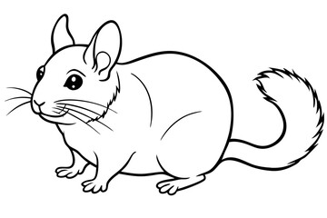 chinchilla silhouette line art vector illustration with a white background