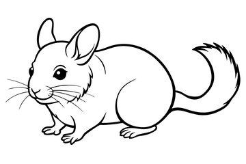 chinchilla silhouette line art vector illustration with a white background