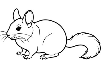 Fototapeta premium chinchilla silhouette line art vector illustration with a white background