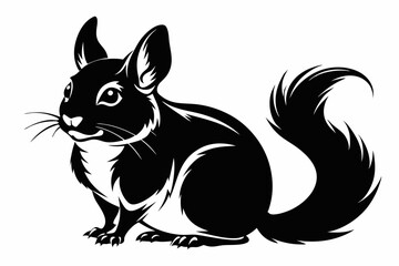 chinchilla silhouette line art vector illustration with a white background
