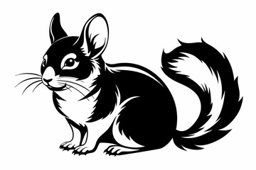 Obraz premium chinchilla silhouette line art vector illustration with a white background