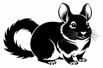 chinchilla silhouette line art vector illustration with a white background