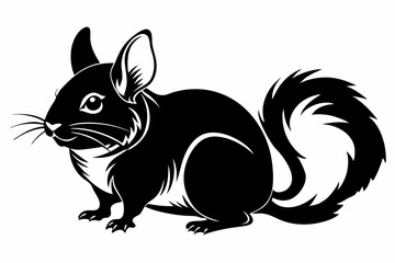 Obraz premium chinchilla silhouette line art vector illustration with a white background