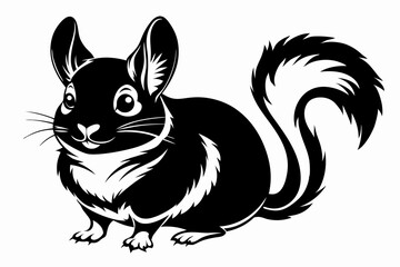 chinchilla silhouette line art vector illustration with a white background