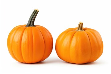 Obraz premium Two Pumpkins - Halloween Decoration and Trick or Treat Concept on White Background with Clipping Path