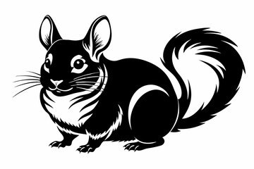 chinchilla silhouette line art vector illustration with a white background