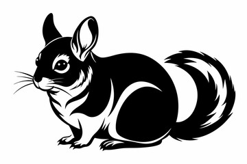 chinchilla silhouette line art vector illustration with a white background