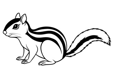 chipmunk silhouette line art vector illustration with a white background
