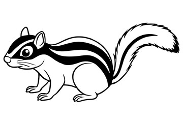 chipmunk silhouette line art vector illustration with a white background