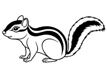 chipmunk silhouette line art vector illustration with a white background