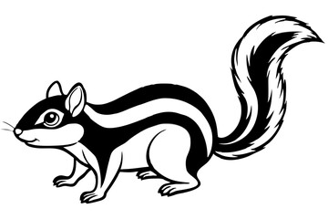 chipmunk silhouette line art vector illustration with a white background