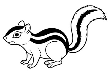chipmunk silhouette line art vector illustration with a white background