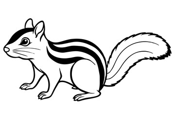 chipmunk silhouette line art vector illustration with a white background