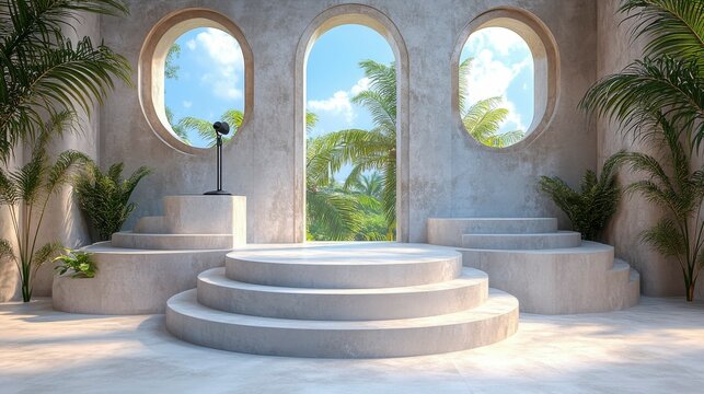 A sleek, modern podium with a microphone attached, isolated on a white background, ideal for conferences, seminars, and professional presentations.