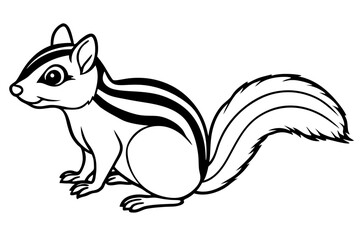 chipmunk silhouette line art vector illustration with a white background