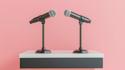 Isolated podium with a professional microphone setup, perfect for seminars, conferences, or award ceremonies, highlighting a sleek and minimal design.