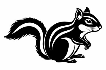 chipmunk silhouette line art vector illustration with a white background