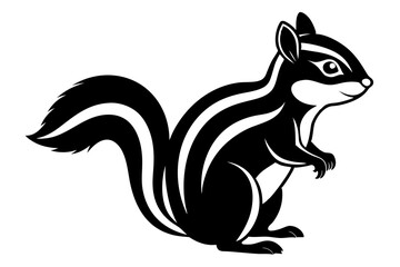 chipmunk silhouette line art vector illustration with a white background