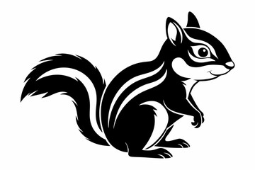 chipmunk silhouette line art vector illustration with a white background