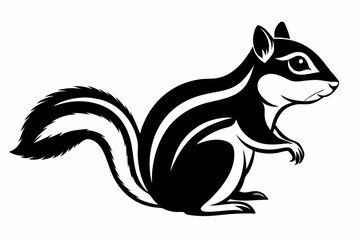 chipmunk silhouette line art vector illustration with a white background