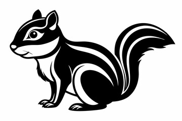 chipmunk silhouette line art vector illustration with a white background