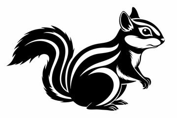 chipmunk silhouette line art vector illustration with a white background