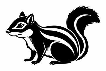 chipmunk silhouette line art vector illustration with a white background