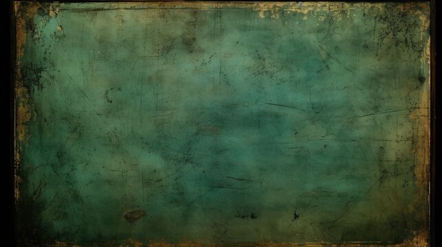 Vintage "Know Thyself" Weathered Cardboard Green Frame. Xanthous Texture with Grunge Scratch