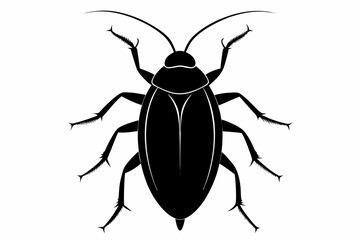 cockroach silhouette line art vector illustration with a white background