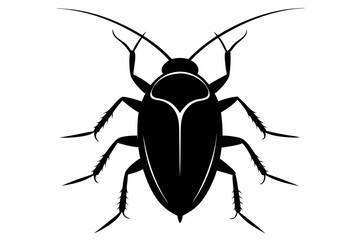 cockroach silhouette line art vector illustration with a white background