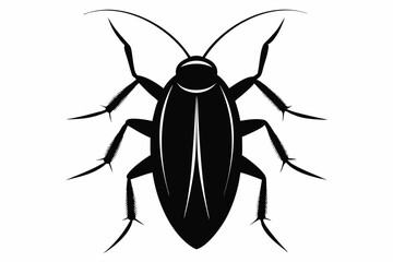 cockroach silhouette line art vector illustration with a white background