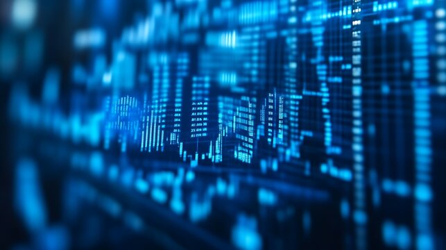 Abstract Blue Digital Data Streams and Graphs