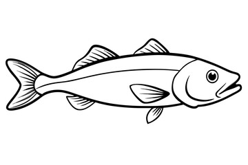 cod silhouette line art vector illustration with a white background
